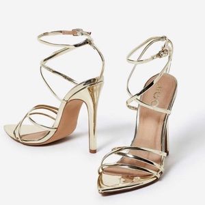 ✨BRAND NEW✨ EGO Mirror gold strappy stilettos